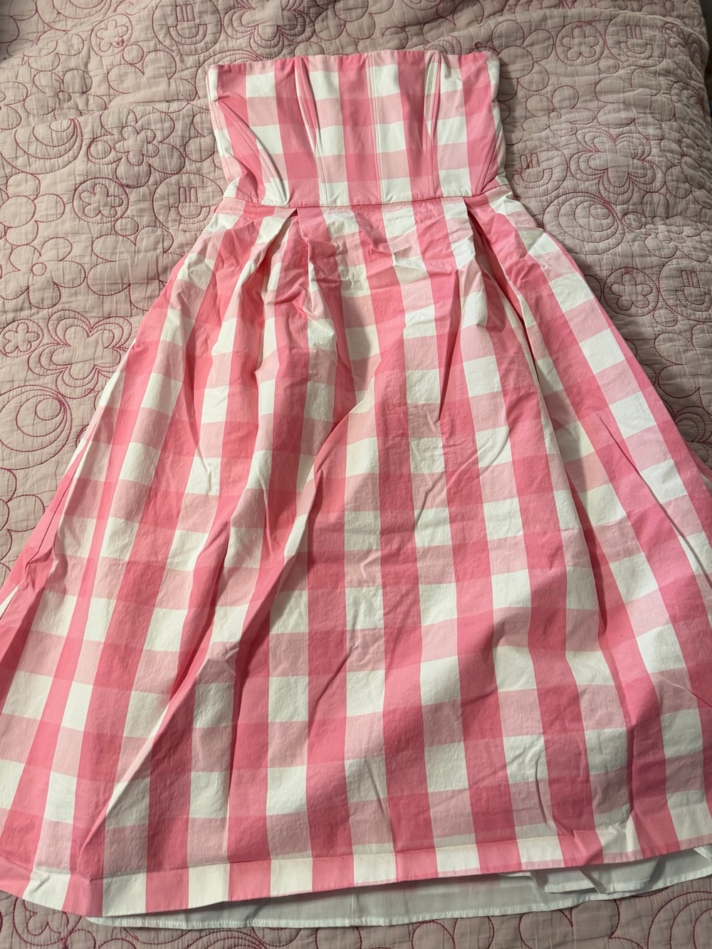 BNWOT Zara x Barbie Movie Strapless Gingham Midi Dress - Picture 6 of 9